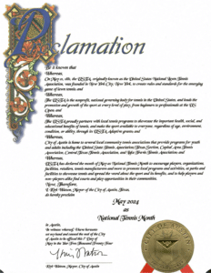 Proclamation of National Tennis Month - Tennis Austin